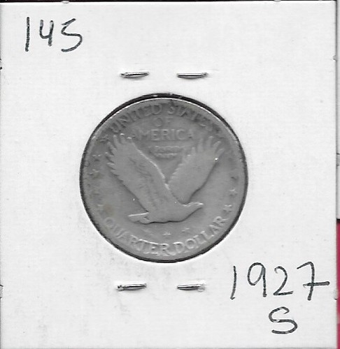 USA 25 CENTS 1927-S STANDING LIBERTY QUARTER,RIGHT BREAST COVERED,TYPE 2 THREE S - Picture 2 of 2