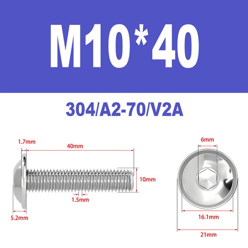 ISO 7380-2 Edelstahl V2A A2 Linsenkopfschraube Flansch Bund M10 - M12 - Bild 12 von 29