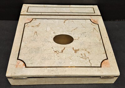 Vintage Cream Marbled Travel Writing Desk Lap Desk Document Box Case 12.5''