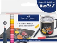 Faber-Castell 160705 - Creative Marker Set, 6 Permanent Marker, Stifte Set Summe