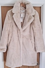 Tom Tailor Ladies Fake Fur Cream Winter Coat Size L Bnwt Rrp £120