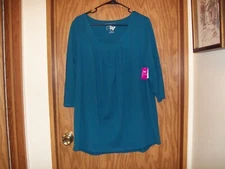 Just My Size JMS Women's Tunic Top Size 1X Pleated W3/4 Sleeves