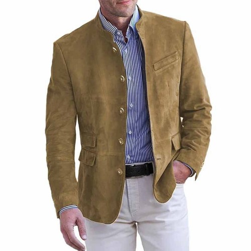 Men's Suede Blazer Winter Warm Leisure Soft Comfort Coat Thick Jacket Top AU - Picture 4 of 10