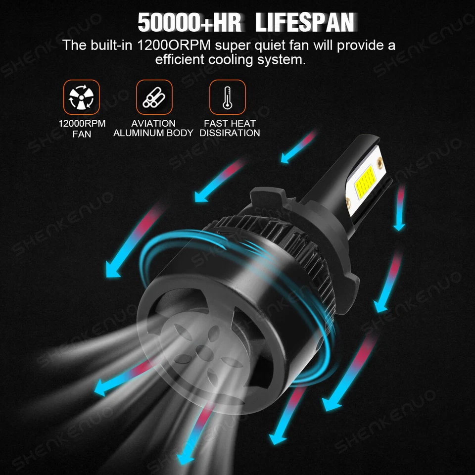 For Lexus LS400 1995-1997 - 6X LED Headlight Bulbs High Low Beam + Fog Light C9B - Image 2 of 4