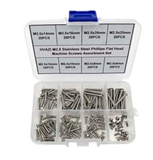 M2.5 Stainless Steel Phillips Flat Head Machine Screws Assortment Kit