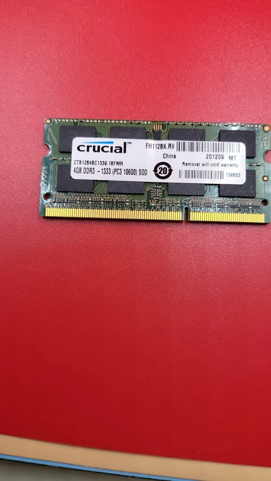 MICRON 4GB 2RX8 PC3-10600S-09-11 DDR3 MT16JTF51264HZ-1G4M1 LAPTOP MEMORY N8-4(12 - Image 2 of 2
