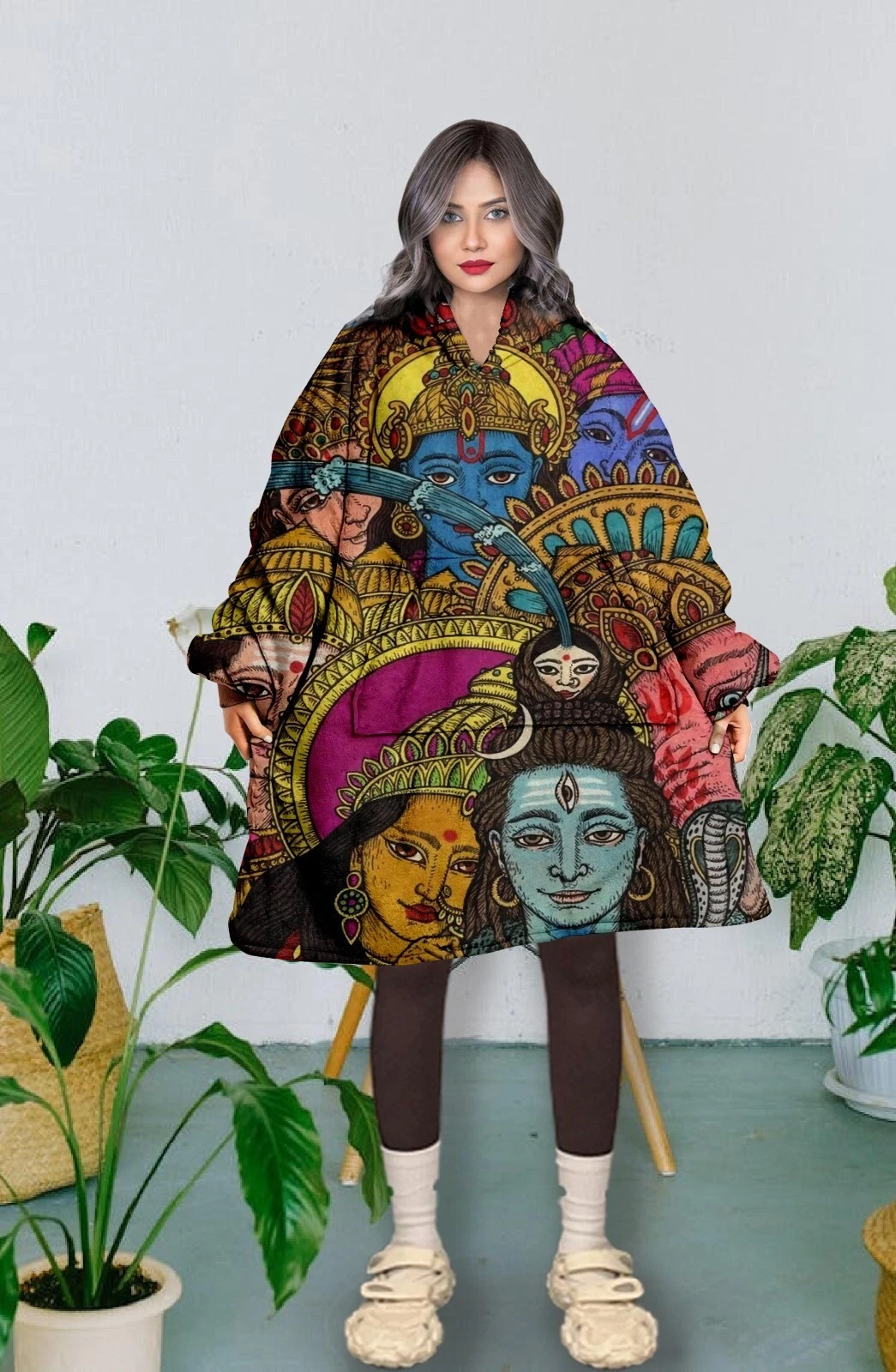 Hindu Pattern Blanket Hoodie