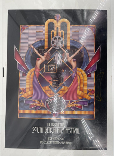 South Beach Film Festival 1994 Rare Michael McKEEVER Lithograph Miami 22" x 30,5