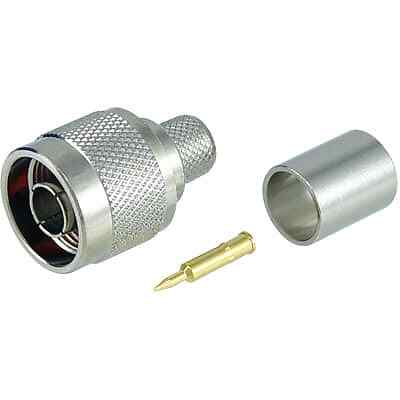 1Pc L-Com Anm-1406 Rf Connector, Type N, Male, Crimp, For Rg8 400-Series Cable,