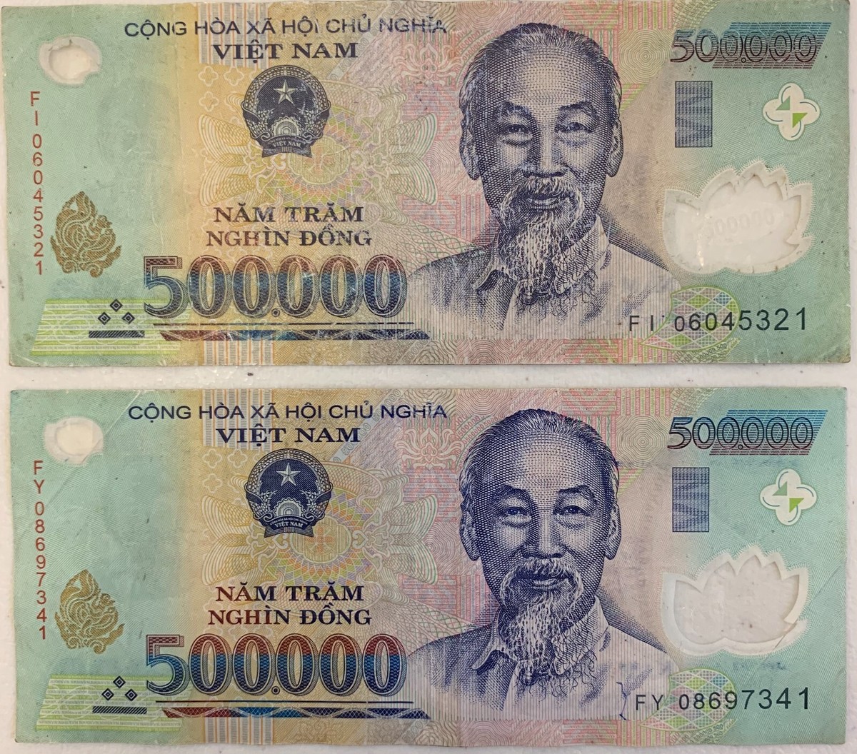 1,000,000 VND (2x 500.000) ONE MILLION VIETNAMESE DONG, VIETNAM