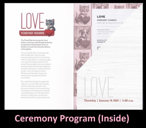 US 5745 Love Kitty Ceremony Program FDC 2023 - Picture 2 of 3