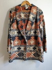 Ladies Vintage Navajo Fleece Size M Uk 10 12 Aztec Tribal Crazy Pattern Jacket 
