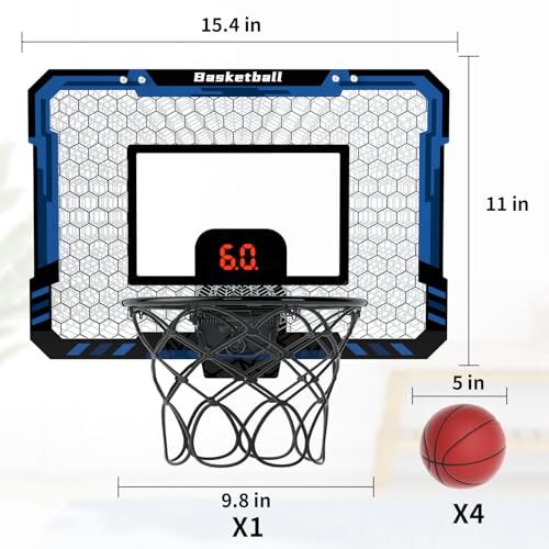 Indoor Basketball Hoop for Kids, Over The Door Basketball Hoop & Scoreboard - Picture 6 of 7