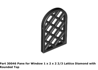 Lego 1x 30046 Black Pane for Window 1 x 2 x 2 2/3 Lattice Diamond