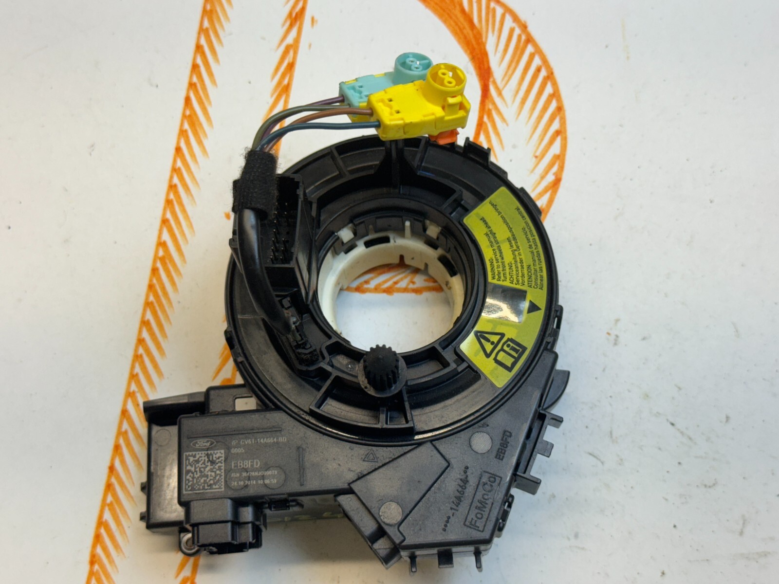 20132014 FORD FOCUS CLOCK SPRING W/ANGLE SENSOR OEM CV6T14A664AD eBay