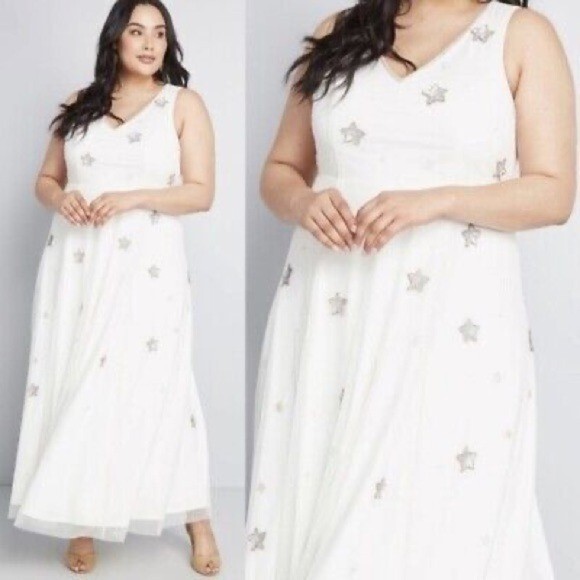 Modcloth Under the Stars Sequin Beaded Maxi Dress Boho Wedding Formal | eBay