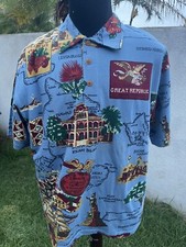 New Reyn Spooner Choice Sportswear Hawaii Hawaiian Island Theme Polo Shirt