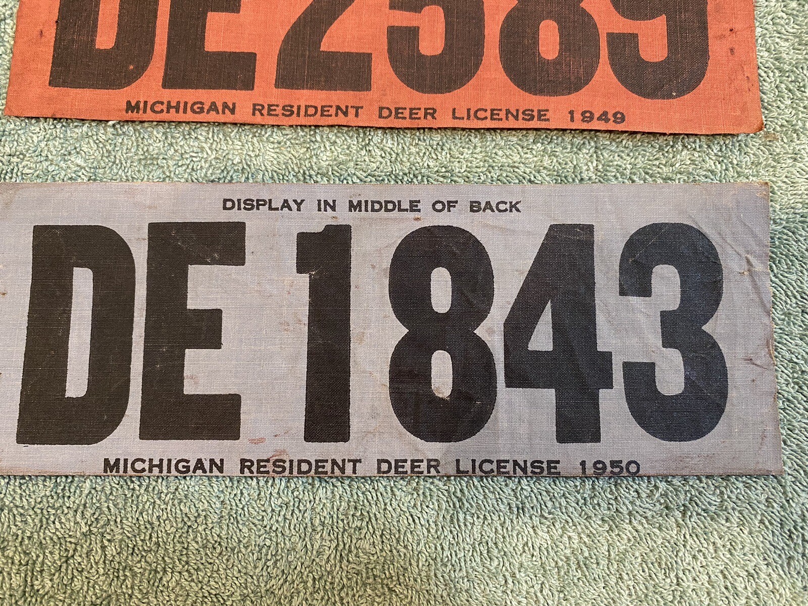 5 VINTAGE CANVAS MICHIGAN DEER LICENSE BACK TAGS HUNTING FISHING eBay