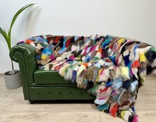 Luxury fox fur blanket throw. Real fur blanket