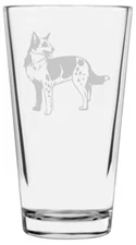 Koolie Dog Themed Etched All Purpose 16oz Pint Glass