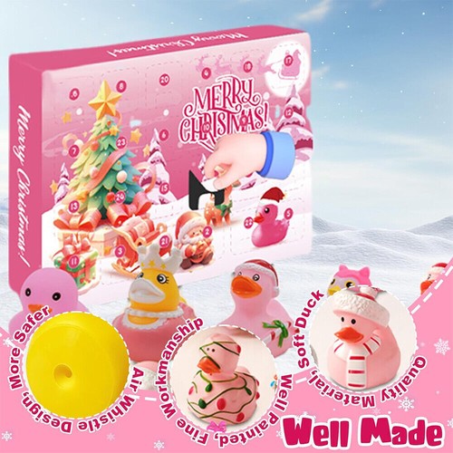 Pink Rubber Duck Toys Christmas Countdown Advent Calendar Kids Girls Xmas Gifts - Picture 7 of 7
