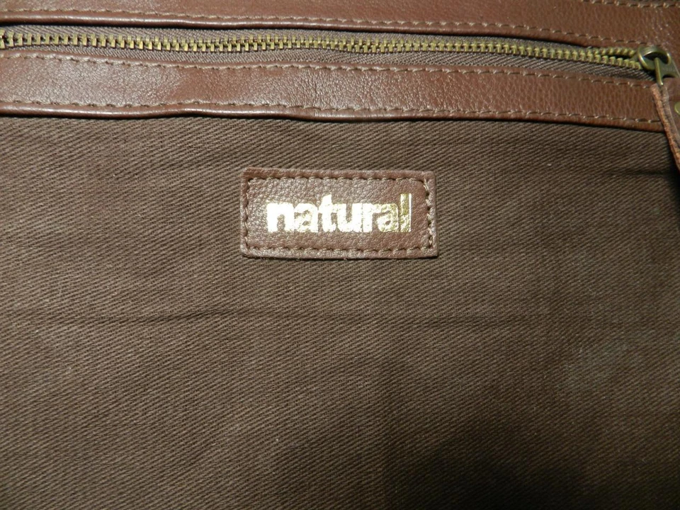 RARO "NATURAL" INDIA Cuero de Vaca Marrón y Blanco Bandolera Bolso de Cuero PORTÁTIL 16"w x 12" Foto 2 de 4