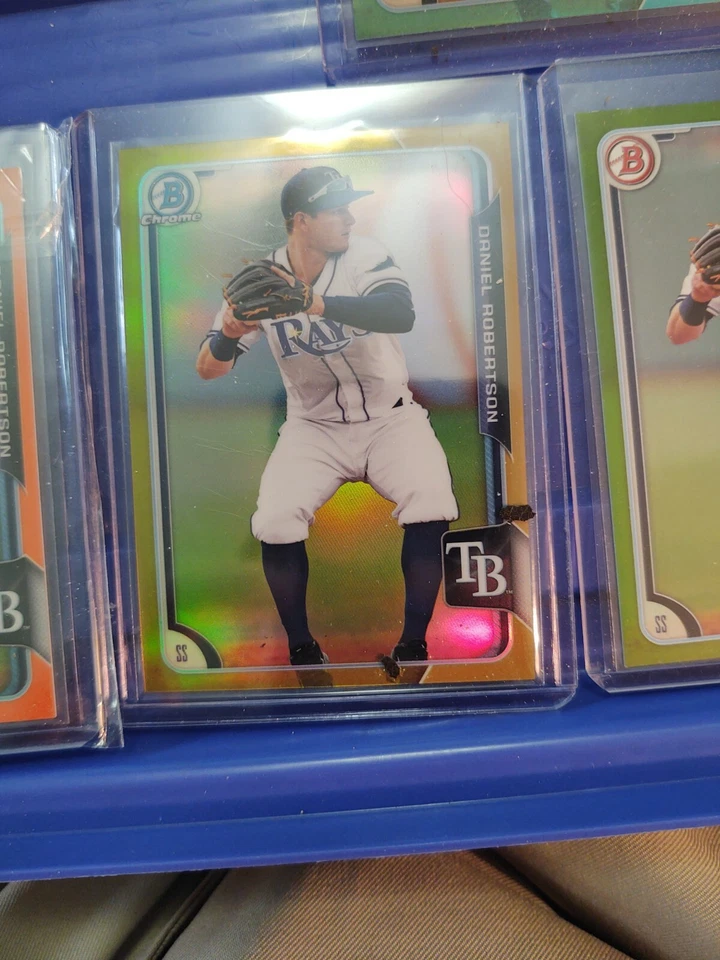 RAINBOW 2015 Bowman Draft Daniel Robertson-5-ORANGE GOLD GREEN AQUA GRAY BREWERS - Image 4 of 4