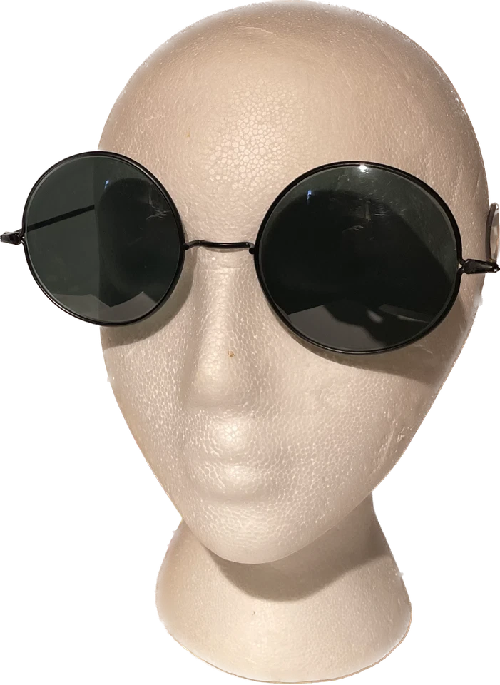 HIPPIE ROUND SUNGLASSES Big Eye Glasses Adult Costume Large Black Circle Shades - Image 4 of 4