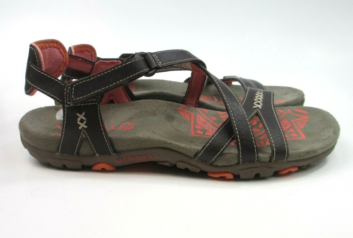 Merrell sandali comodi da donna sabbia rosa pelle marrone 6 US cacao corallo