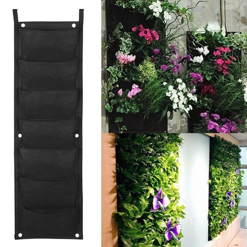 7 Pocket Planting Bag Hanging Wall Vertical Plant Hangers Flower Herb Garden - Foto 4 di 9