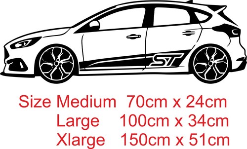 Pegatina de pared vista lateral Ford Focus ST calcomanía de vinilo para automóvil deportivo decoración de garaje dormitorio - Imagen 6 de 13