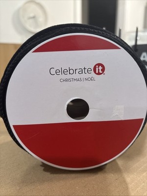 Celebrate It Black Velvet Ribbon 3 1/2 In By 25 Ft  100% Polyester New