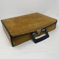 Vintage 30 Cassette Tape Storage Case Briefcase Holder Brown Corduroy