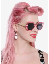 Disney Moana Round Sunglasses coral & burgundy Polynesian print  New w/tags