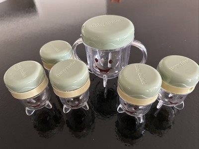 Magic Bullet Baby Bullet Lot of 6 Storage Bowls Green Lids Replacement Parts