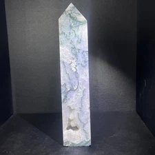4.8LB 325mm" Natural Moss Agate Tower Crystal Ornament Quartz Gift
