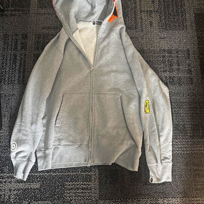 A Bathing Ape BAPE Gray Full Zip Hooded Tiger Graphic Fleece Hoodie, barely worn