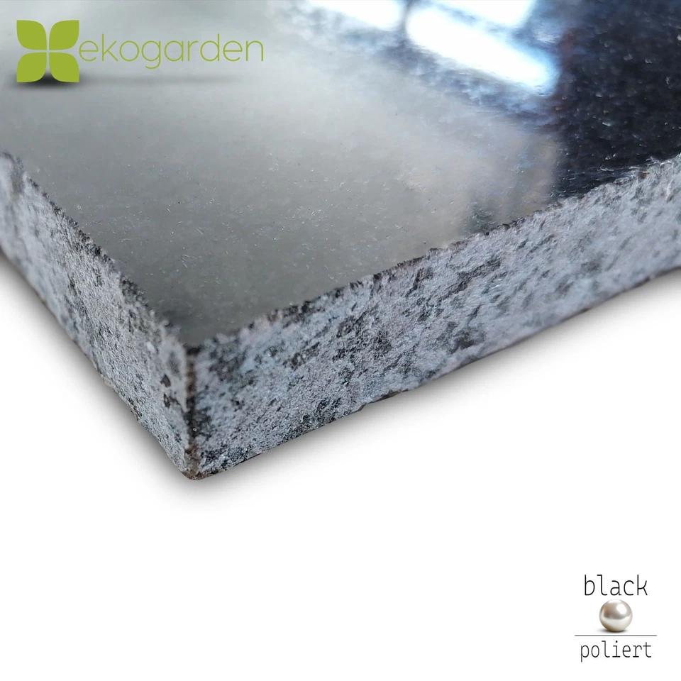 Granit Fliese Naturstein Platte Terrasse Schwarz Black Pearl poliert 60x60x2 cm - Bild 3 von 4