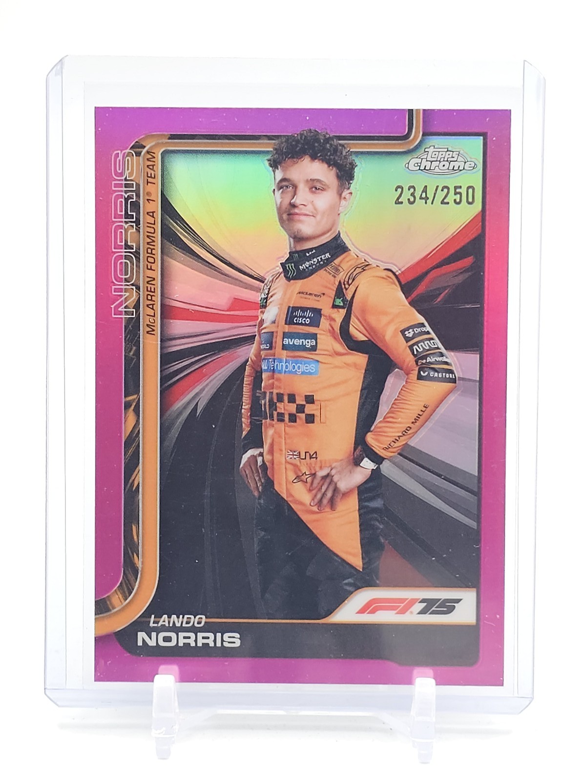 LANDO NORRIS 2025 TOPPS CHROME F1 PINK REFRACTOR #5 MCLAREN /250 Q4571