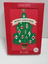 Box of 16 Hallmark Image Arts Merry Christmas Treew/Ornaments Greeting Cards
