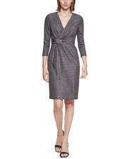 Glitter Knit V-Neck Sheath Dress