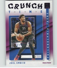 2021 Donruss Basketball Joel Embiid #18 Crunch Time Press Proof Purple