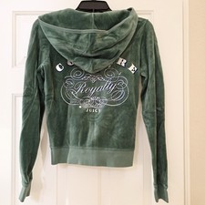 NWOT Vintage Y2K Juicy Couture Green Velour Zip-Up Hoodie Jacket Size Large
