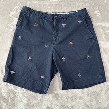 Polo Ralph Lauren Chino Short Men 34 Navy Bedford Reef Nautical Stretch AOP Golf