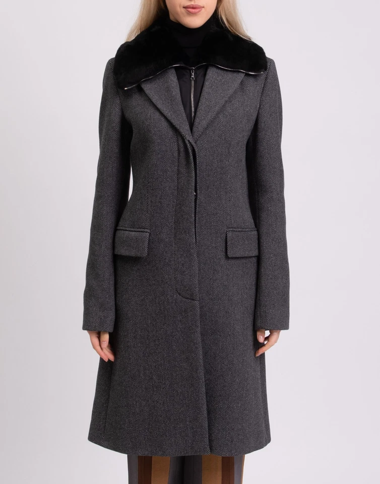 RRP€1700 JOHN RICHMOND Cappotto Cashmere e Lana IT44 US8 UK12 L Nero Made in Italy - Immagine 3 di 4