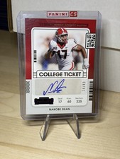 2022 Chronicles Nakobe Dean College Ticket Auto Purple Georgia RC #CCT-NDE /49