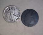 1916, 1872-S WALKING LIBERTY ,SEATED SILVER HALF DOLLARS,