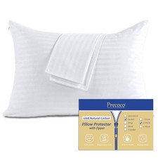 100 Cotton Pillow Protectors with Zipper Queen Size, White Pillow Cases Set ...