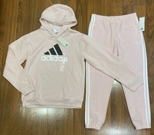 adidas Youth Girl's Hoodie Pants Tracksuit Set Pink Size 14 L New