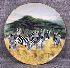 Bradex 1992 UNDIVIDED ATTENTION by Frace Collectible Plate Zebra Africa  COA